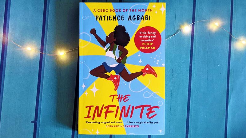 Front cover of "The Infinite", featuring a young black girl leaping into the air